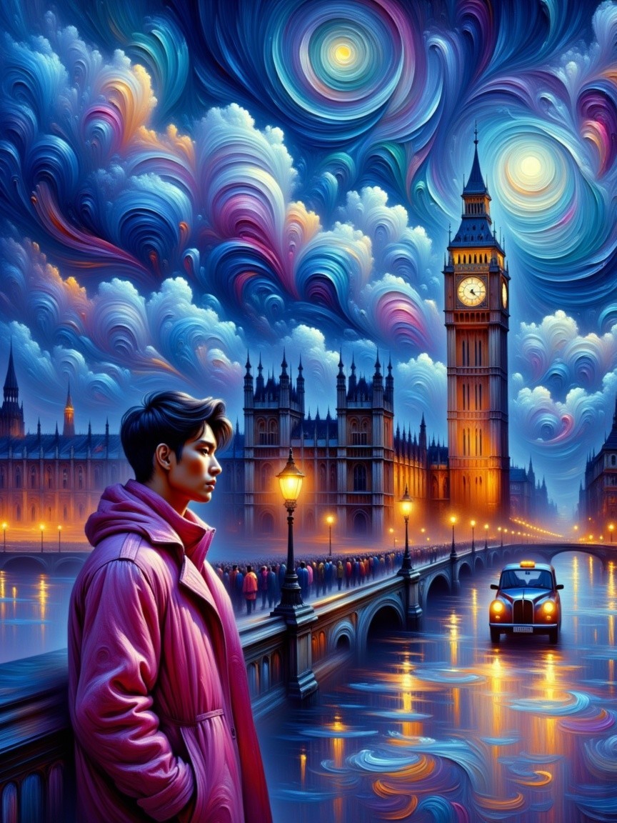 Vibrant Night Sky Over Serene London Scene