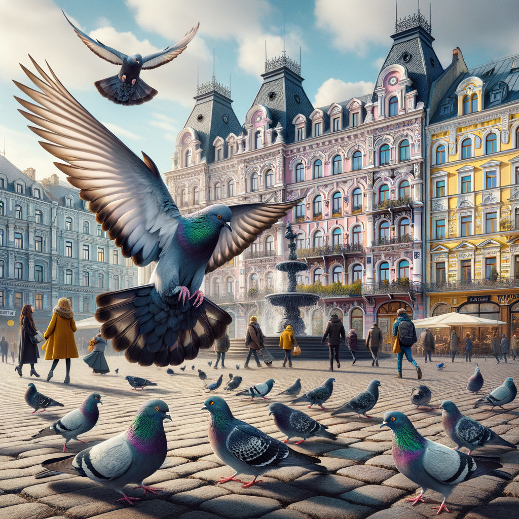 Colorful Historic Buildings in a Bustling City Square