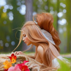 White Bird with Orange Accents Hovering in Nature