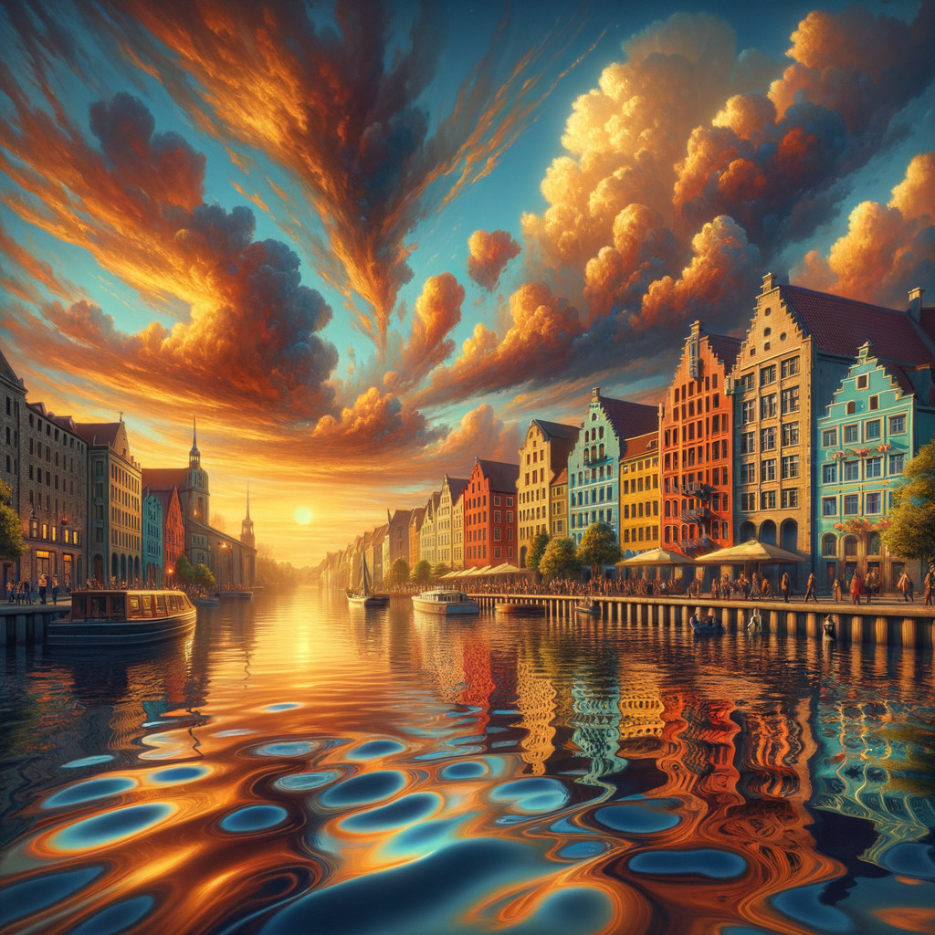 Vibrant Sunset Over Picturesque Riverside Scene