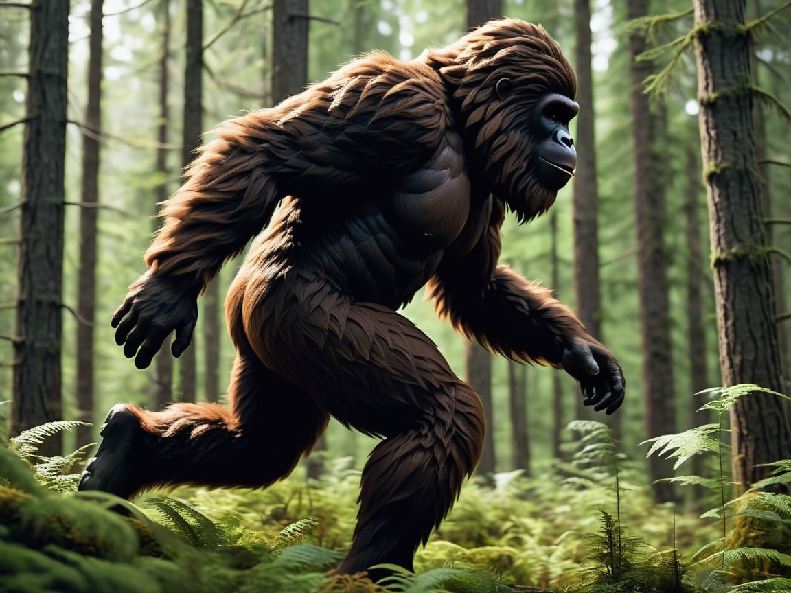 Large Muscular Creature in Dense Forest Setting