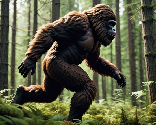 Large Muscular Creature in Dense Forest Setting