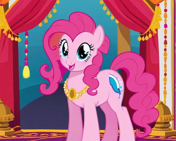Cheerful Pink Pony in Colorful Festive Setting