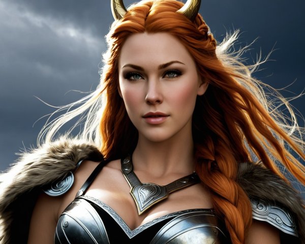 Fierce Warrior Woman in Detailed Battle Armor