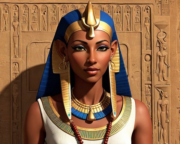 Regal Figure in Traditional Ancient Egyptian Attire