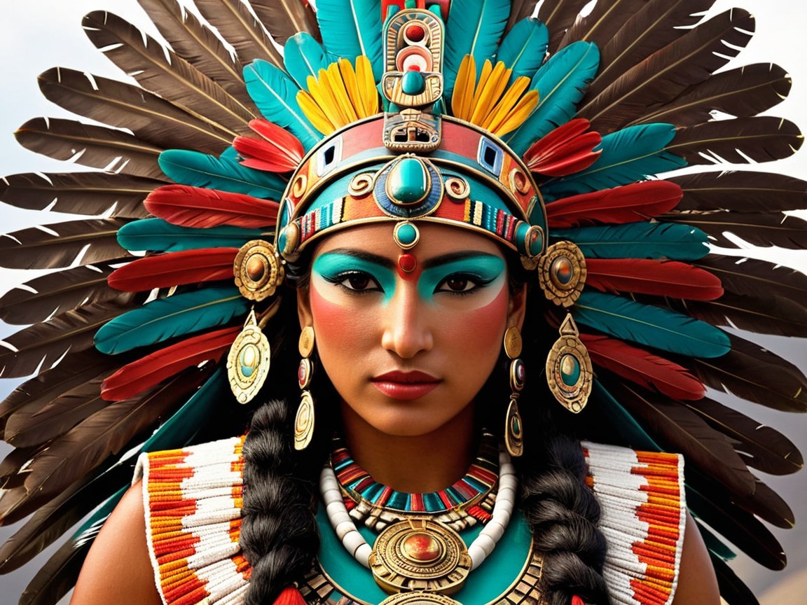 Portrait of an Indigenous Woman in Traditional Attire