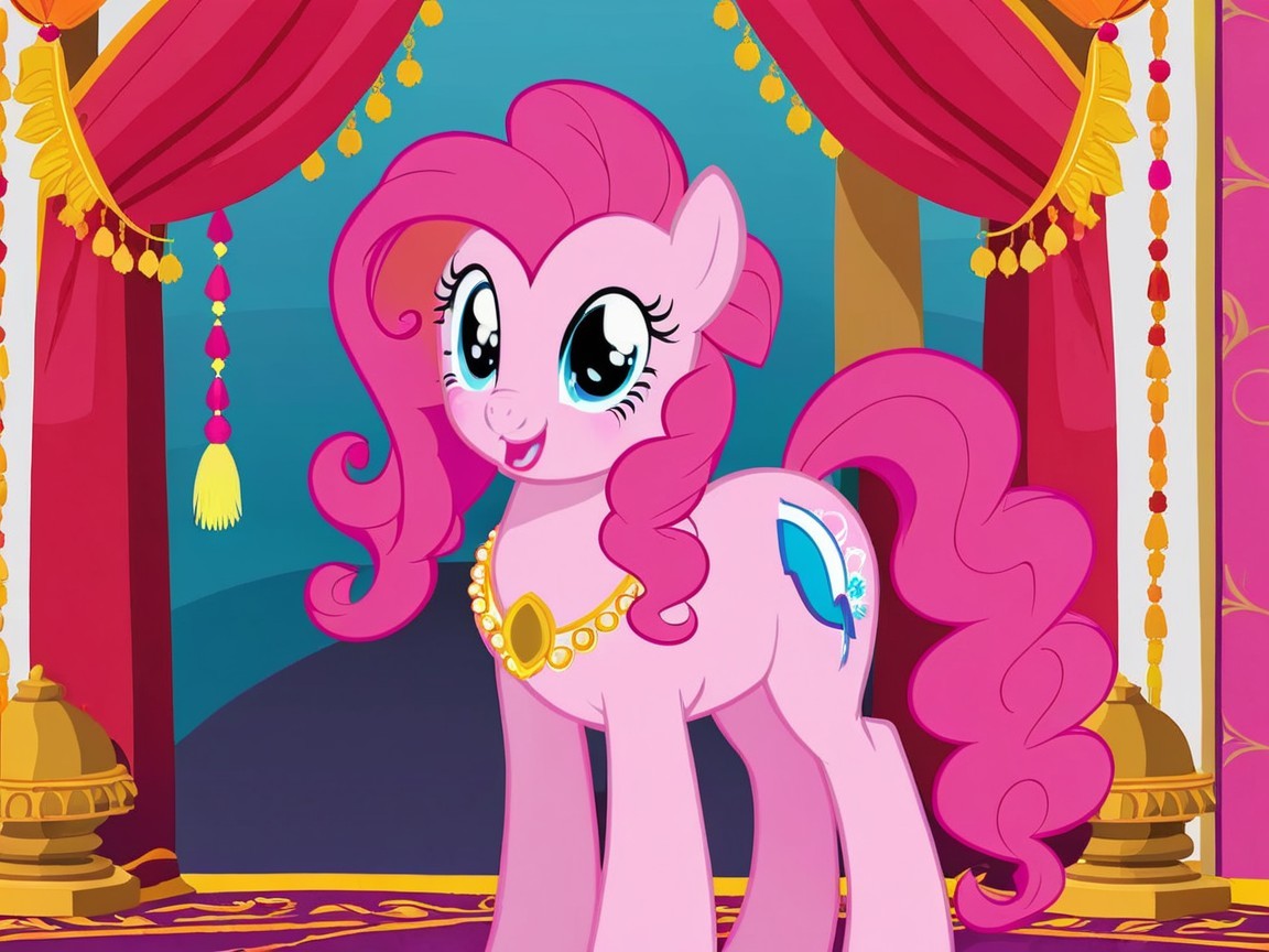 Cheerful Pink Pony in Colorful Festive Setting