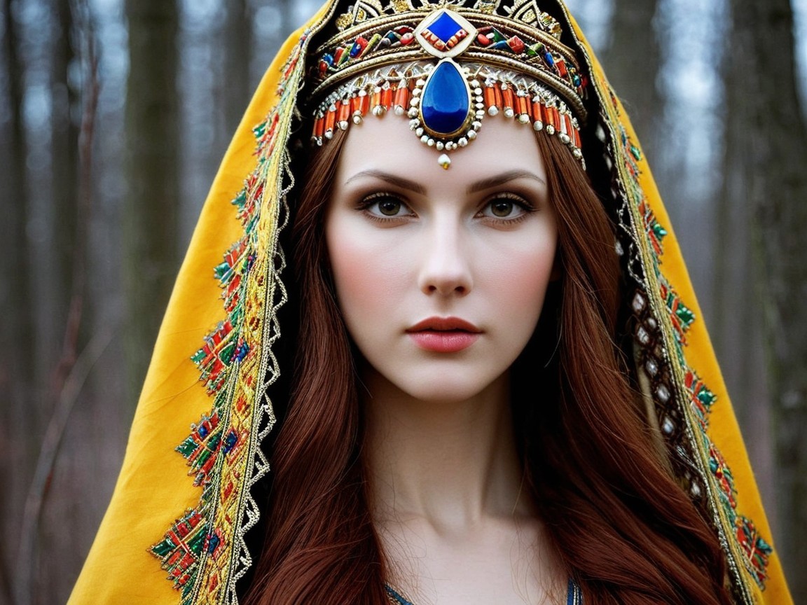 Traditional Regalia in a Forest Setting