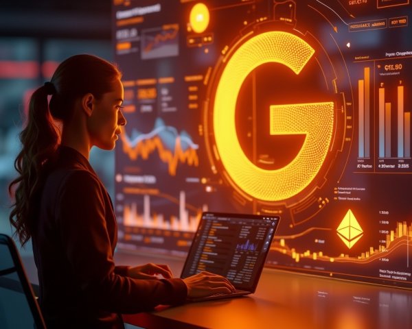 Modern Office with Cryptocurrency Data and Analytics