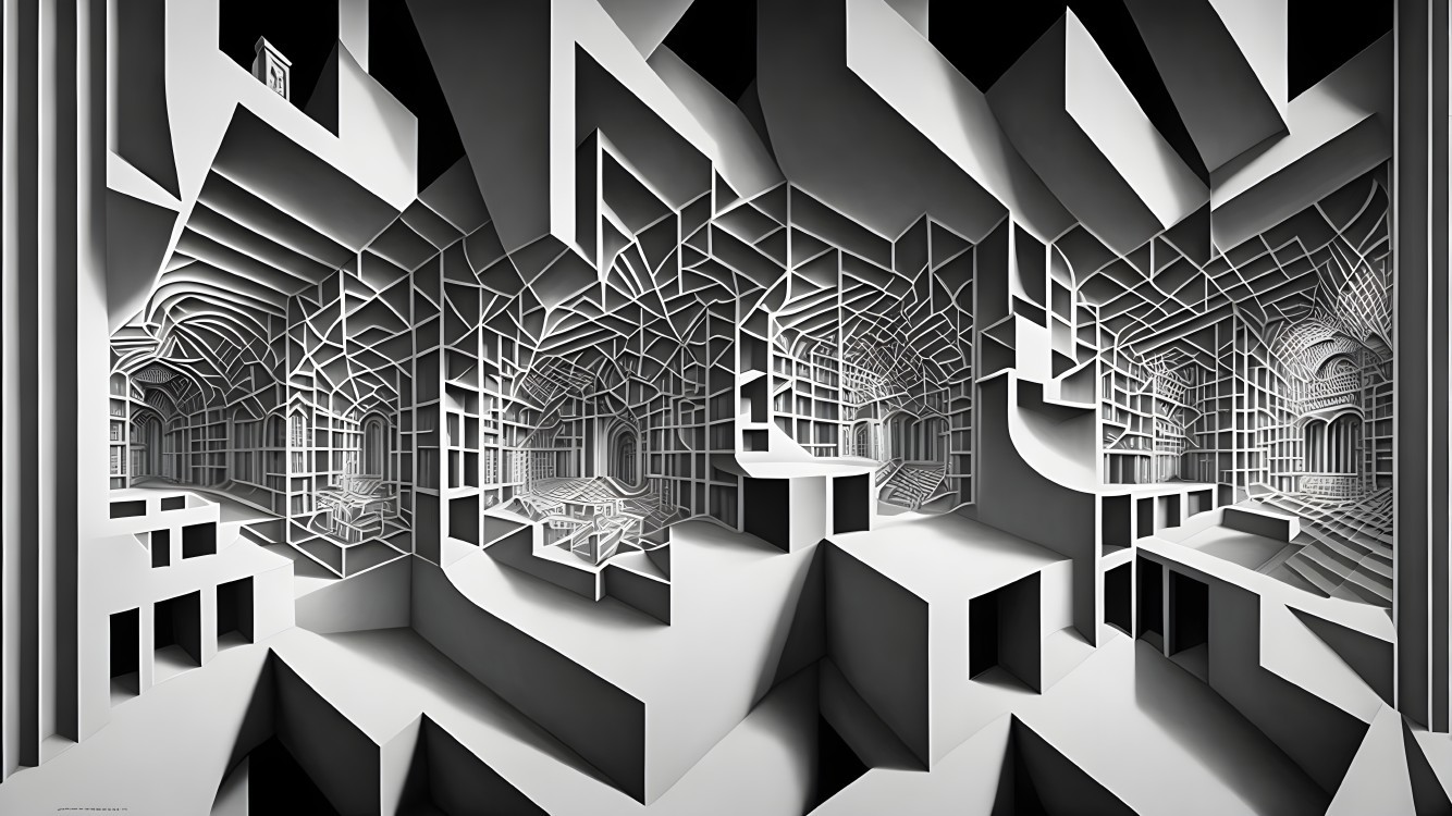 Abstract Three-Dimensional Maze with Geometric Patterns