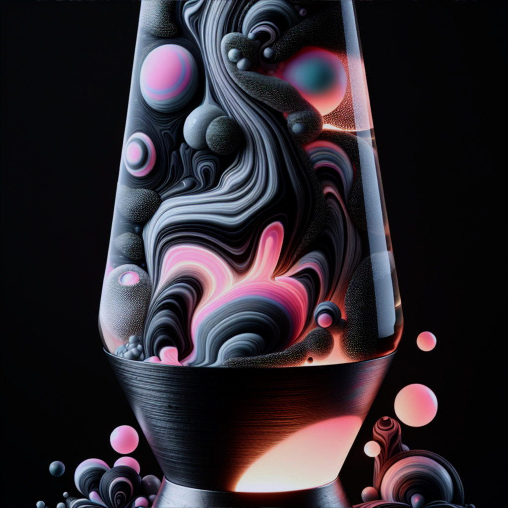 Lava Lamp with Swirling Patterns in Dark Setting