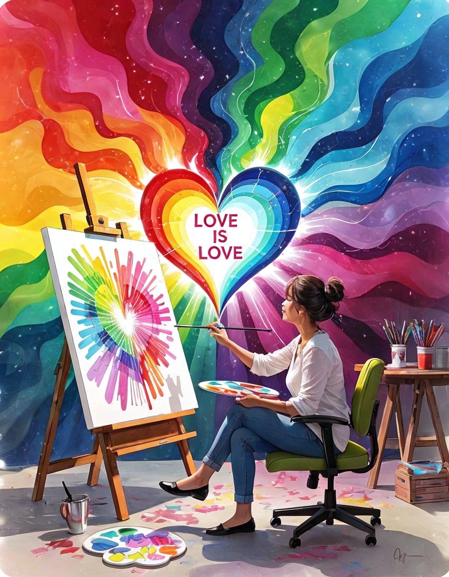 Colorful Mural Depicting Love and Inclusivity