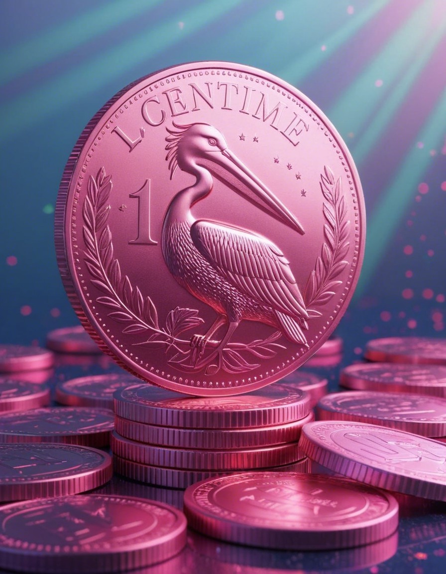 Vibrant Pink Coin with Pelican Design and Laurel Wreath