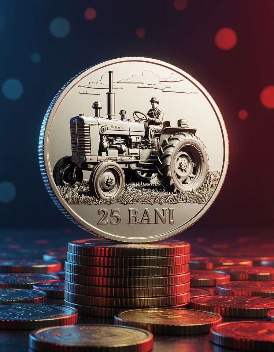 A 25 Bani Coin Featuring Tractor Design