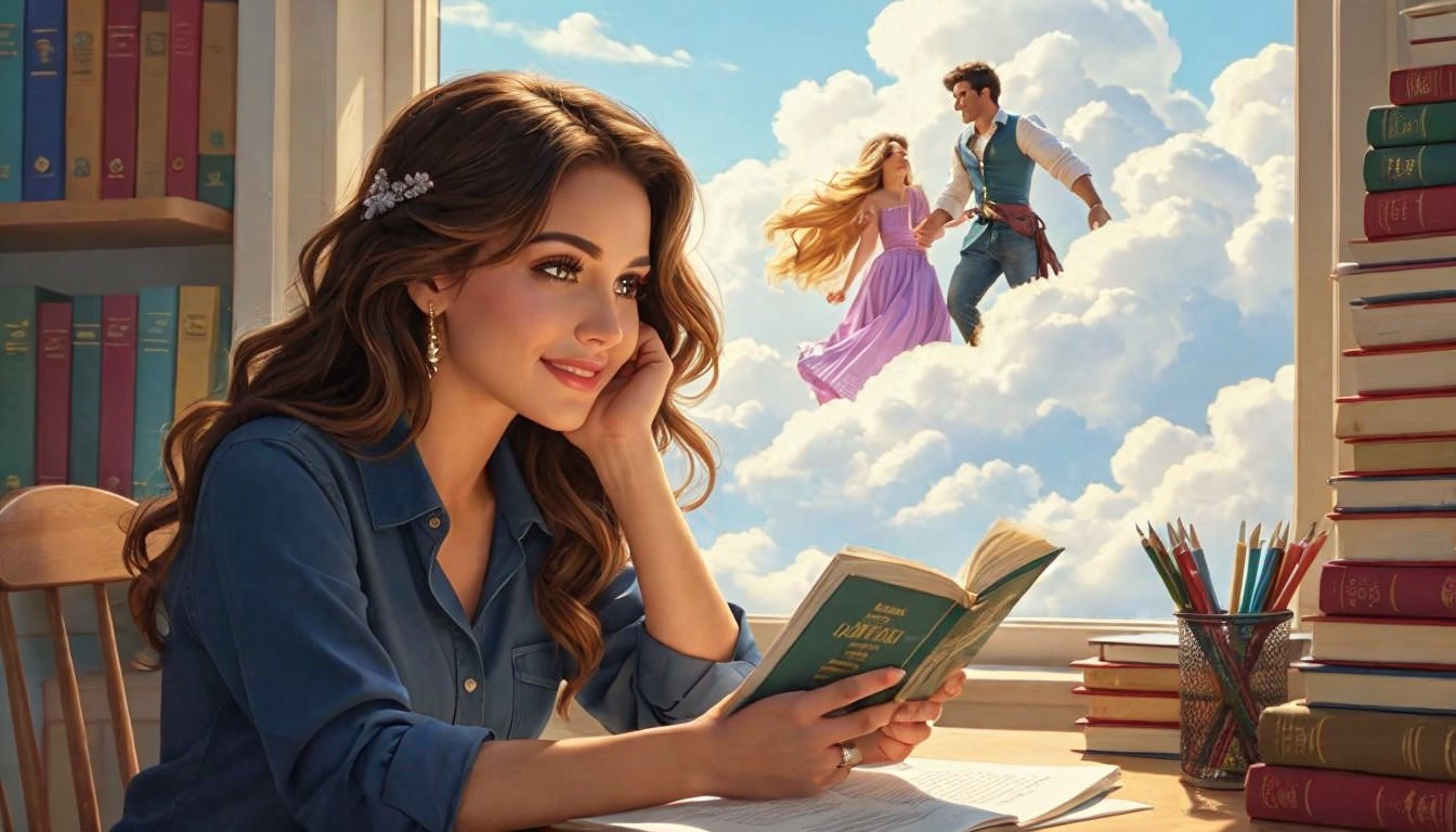 Cozy Library Scene with Fairy Tale Characters