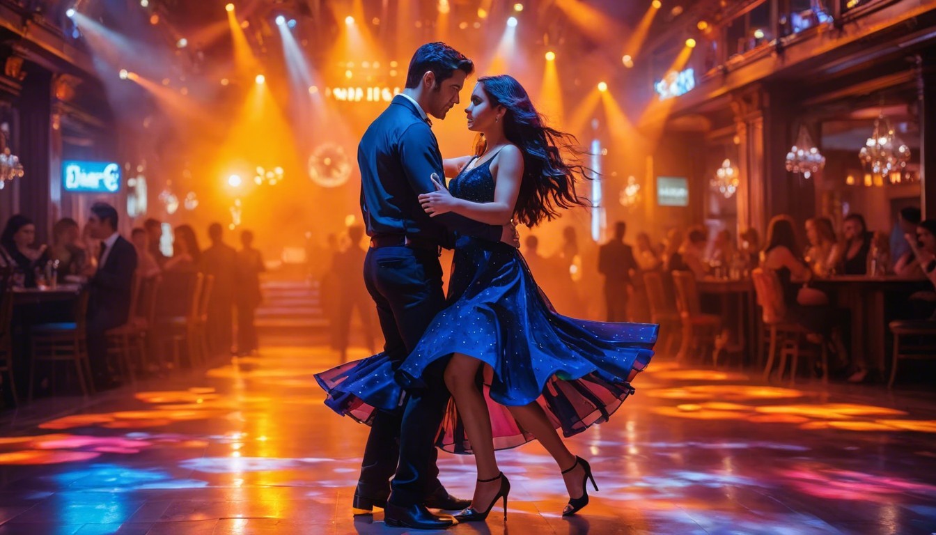 Couple Dancing in Vibrant Nightclub Atmosphere