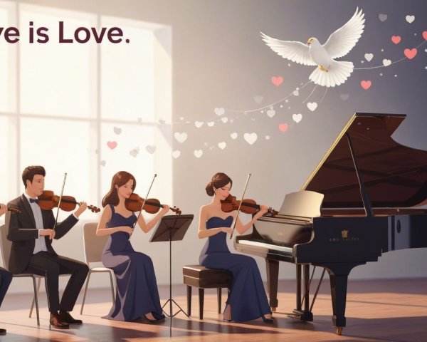 String Quartet Performance with Grand Piano and Dove