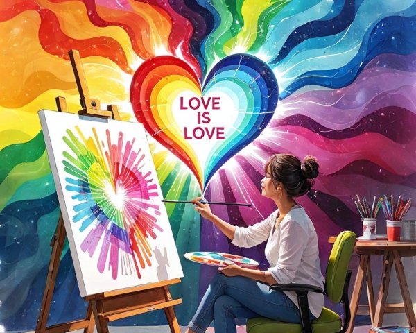 Colorful Mural Depicting Love and Inclusivity