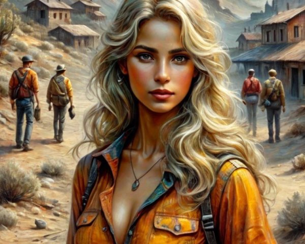 Futuristic Western Scene in 2080 with Desert Landscape