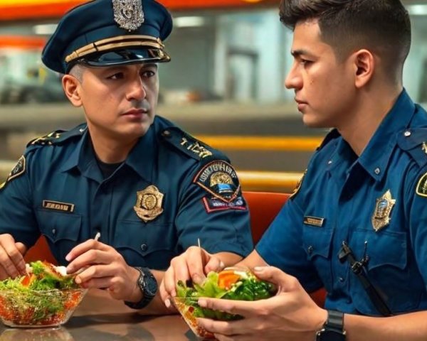 Police Officers Dining in Vibrant Whataburger Setting