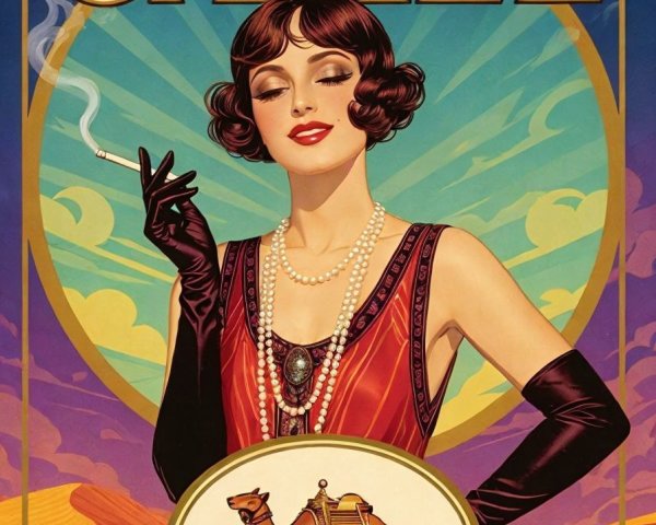 1920s Glamorous Woman in Fashion and Tobacco Branding