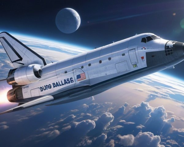 Futuristic Space Shuttle Ascending Through Atmosphere