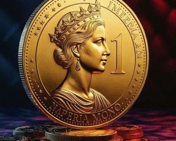 Intricately Designed Gold Coin with Regal Profile