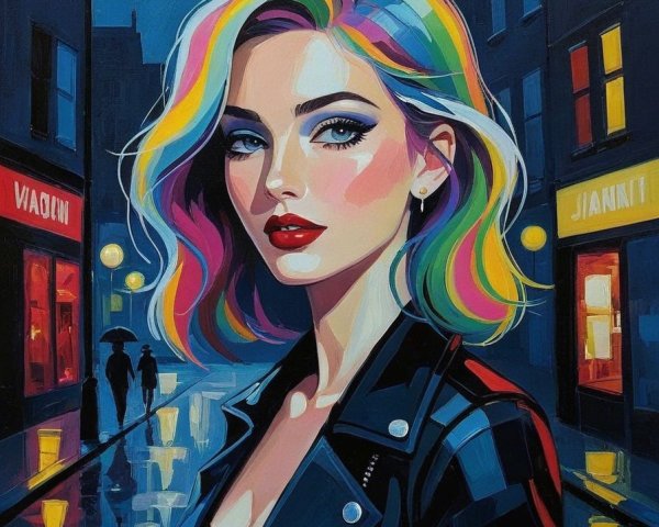 Vibrant Portrait of Confident Woman in Urban Setting