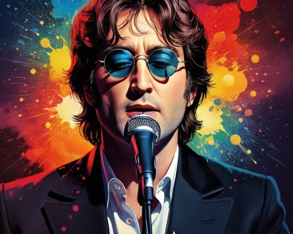 Stylized Portrait of Male Singer with Colorful Background