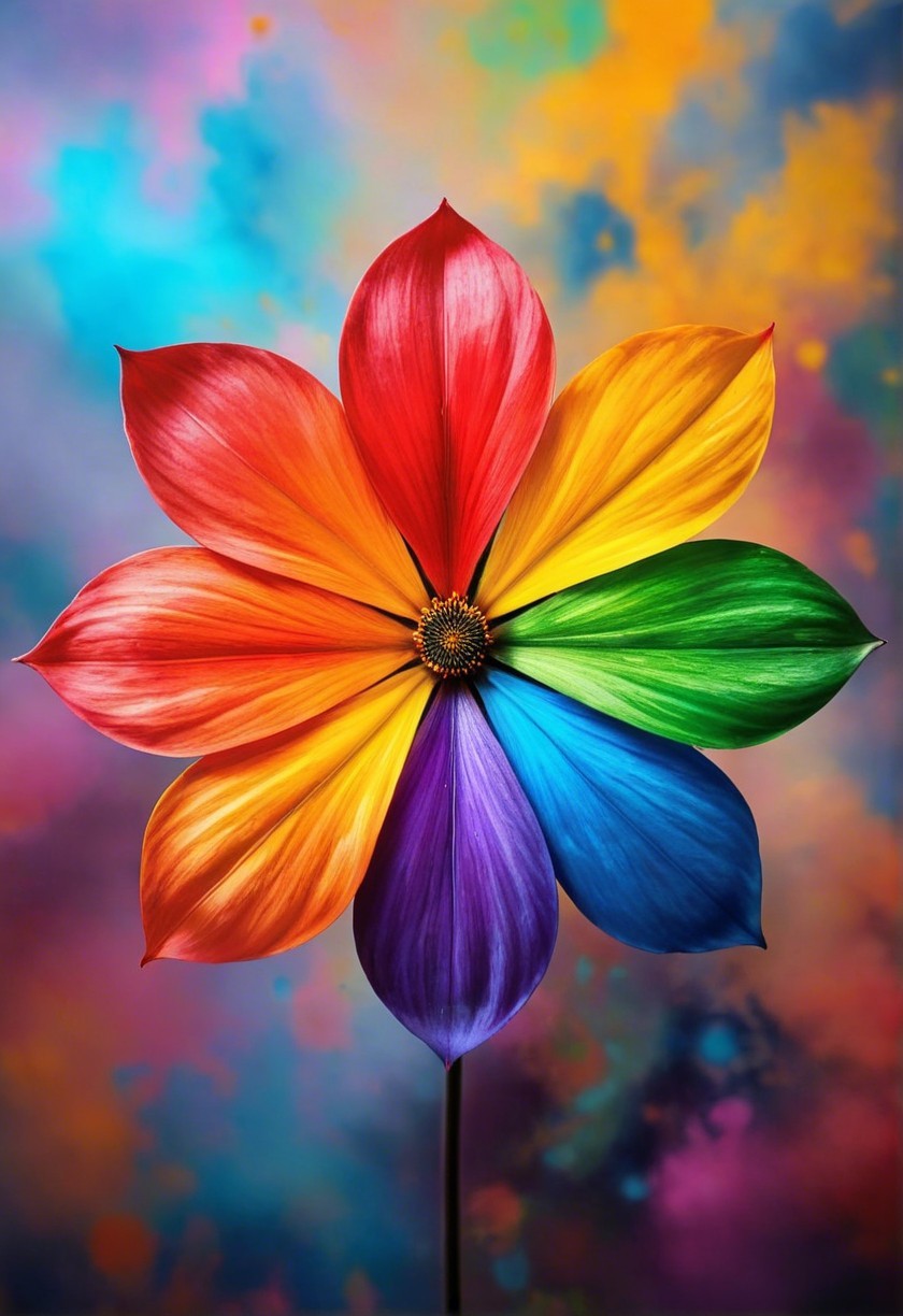 Vibrant Flower with Colorful Petals on Abstract Background