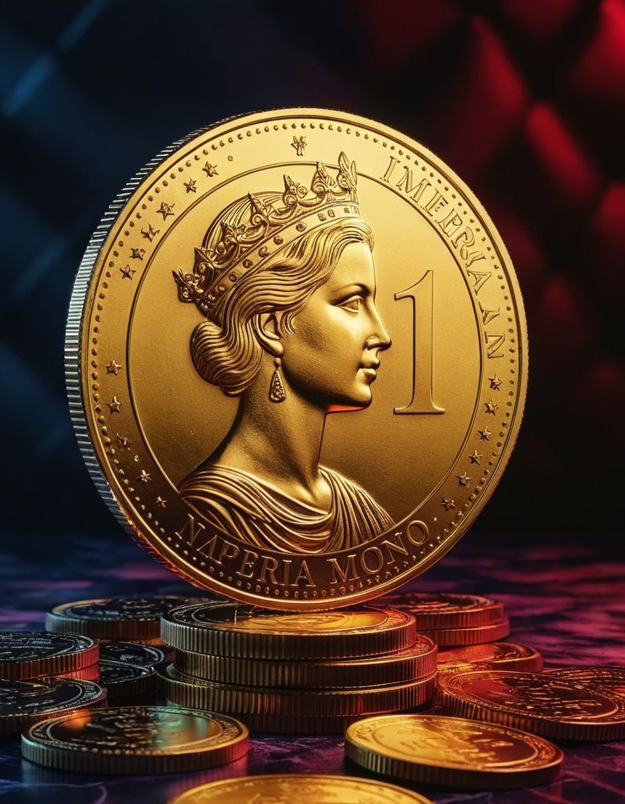 Intricately Designed Gold Coin with Regal Profile