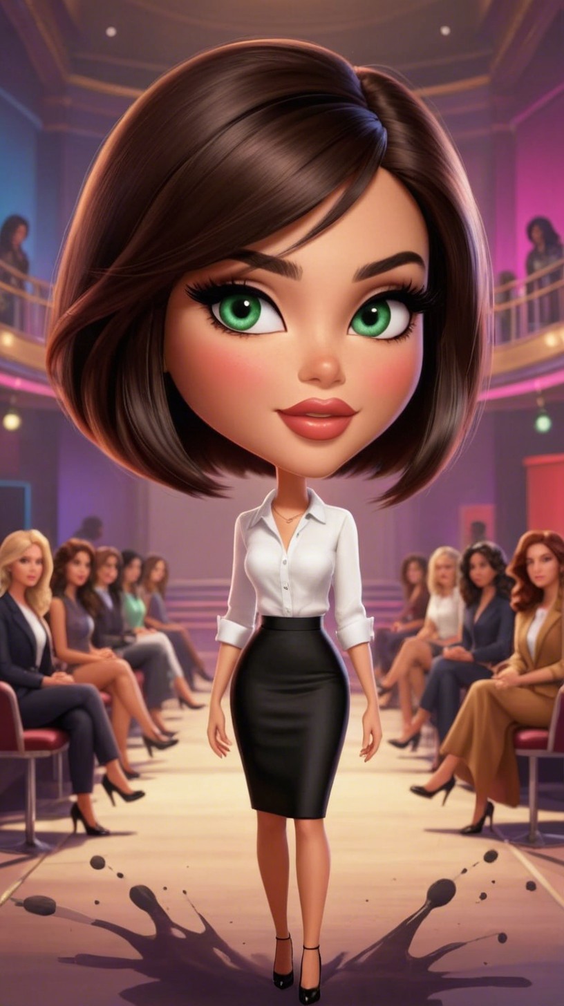 Chibi-Style 3D Animated Character on Runway