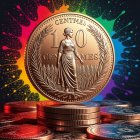 Close-Up of 10-Cent Coin Among Various Coins