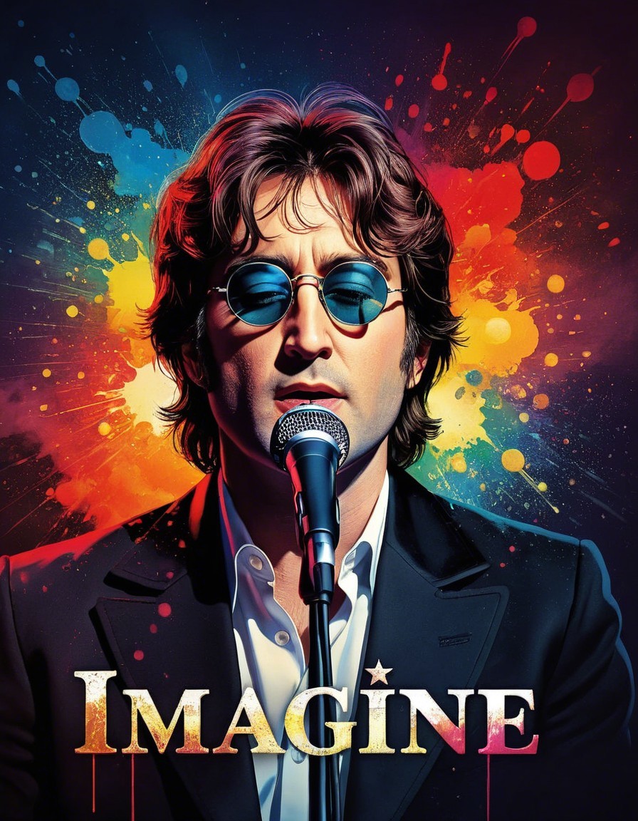 Stylized Portrait of Male Singer with Colorful Background