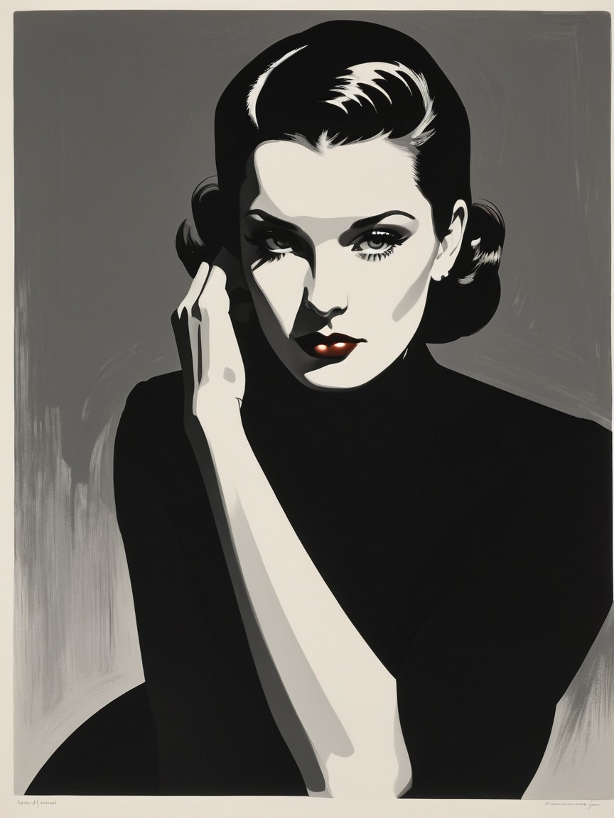 Stylized Portrait of Glamorous Woman with Vintage Waves