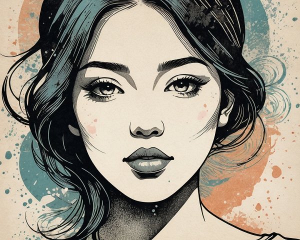 Stylized portrait of a woman with vibrant colors