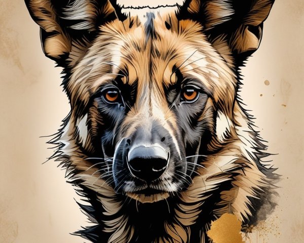 Vibrant Illustration of a Dog with Large Ears