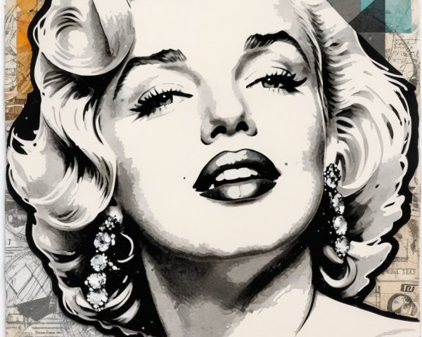 Stylized Portrait with Vintage Allure in Black and White