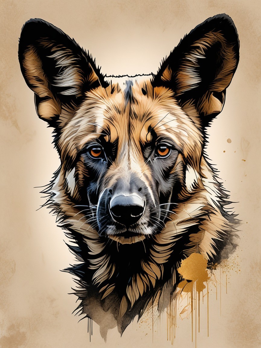 Vibrant Illustration of a Dog with Large Ears