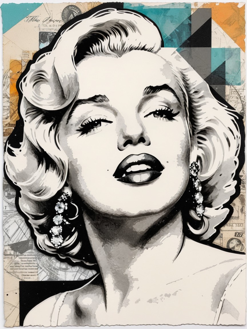 Stylized Portrait with Vintage Allure in Black and White