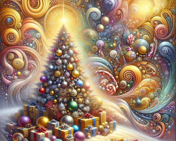 Vibrant AI-Generated Christmas Scene with Tree and Gifts