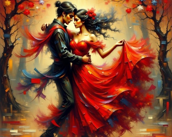 Couple Dancing in Enchanting Autumn Forest Setting