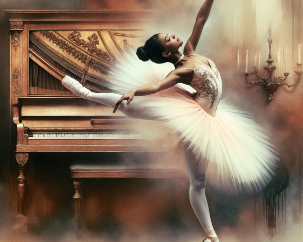 Ballerina in Pink Tutu Performing Arabesque Dance