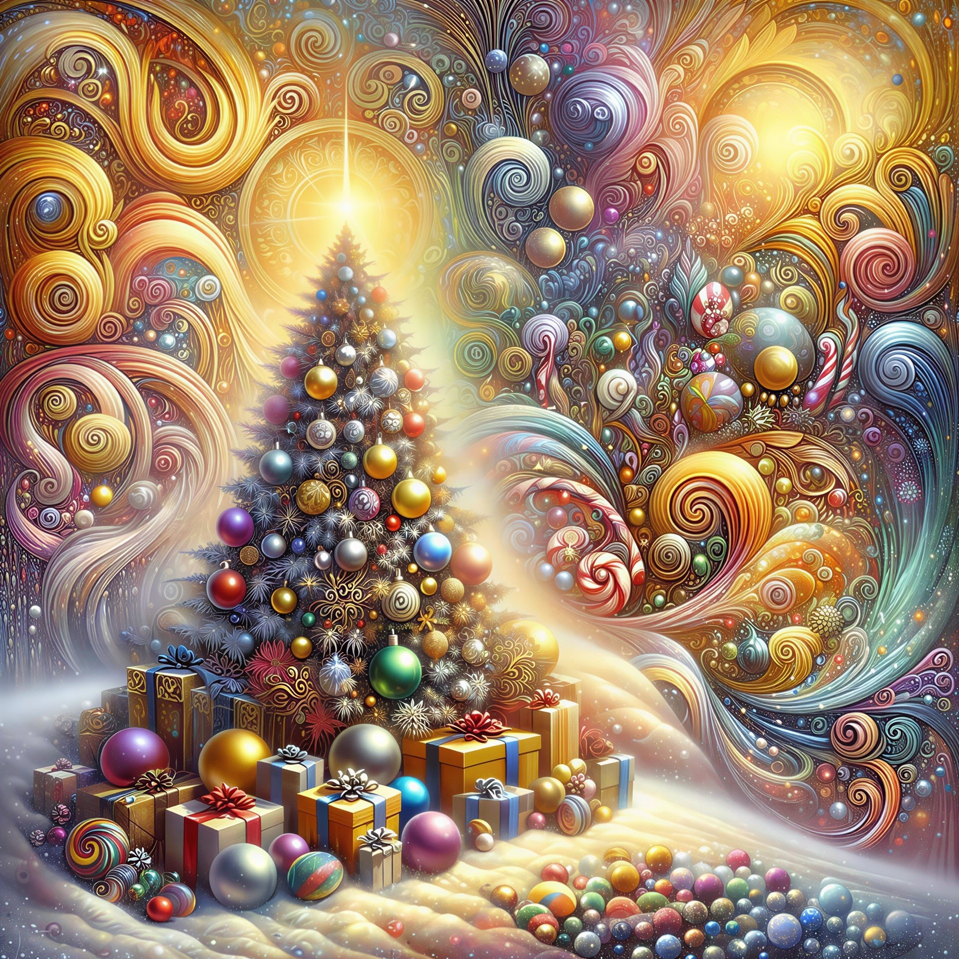 Vibrant AI-Generated Christmas Scene with Tree and Gifts