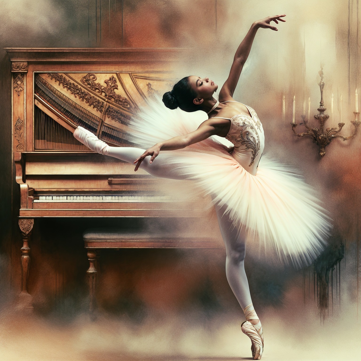 Ballerina in Pink Tutu Performing Arabesque Dance