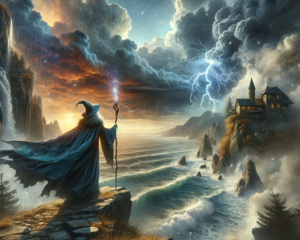 Mystical Landscape with Robed Figure and Castle