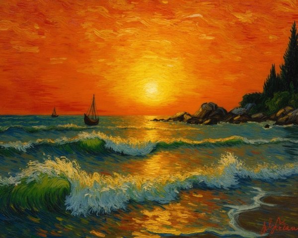 Vibrant Sunset Over Serene Ocean Landscape