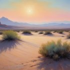 Solitary Figure in Expansive Desert at Sunset