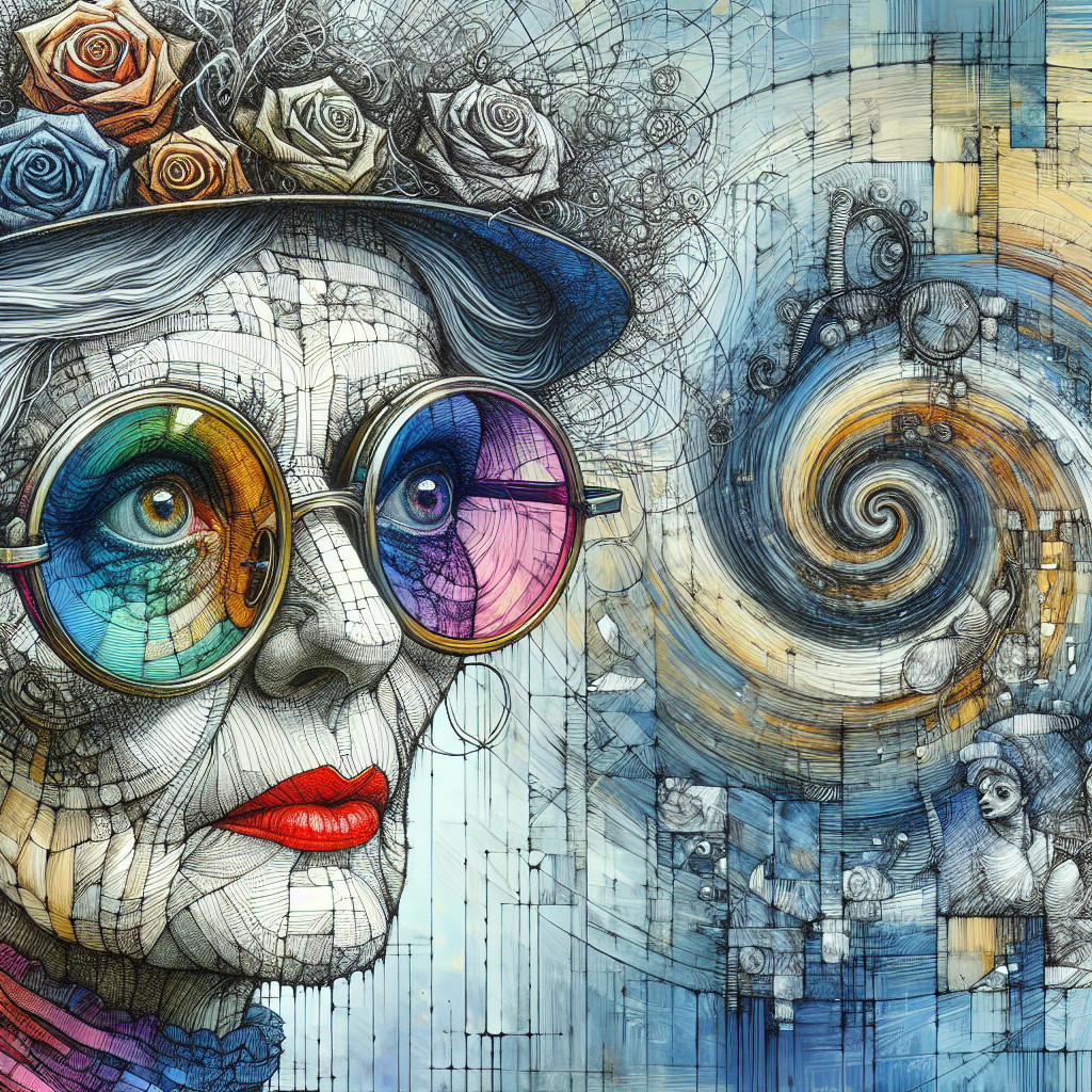 Detailed Portrait of an Elderly Woman with Sunglasses