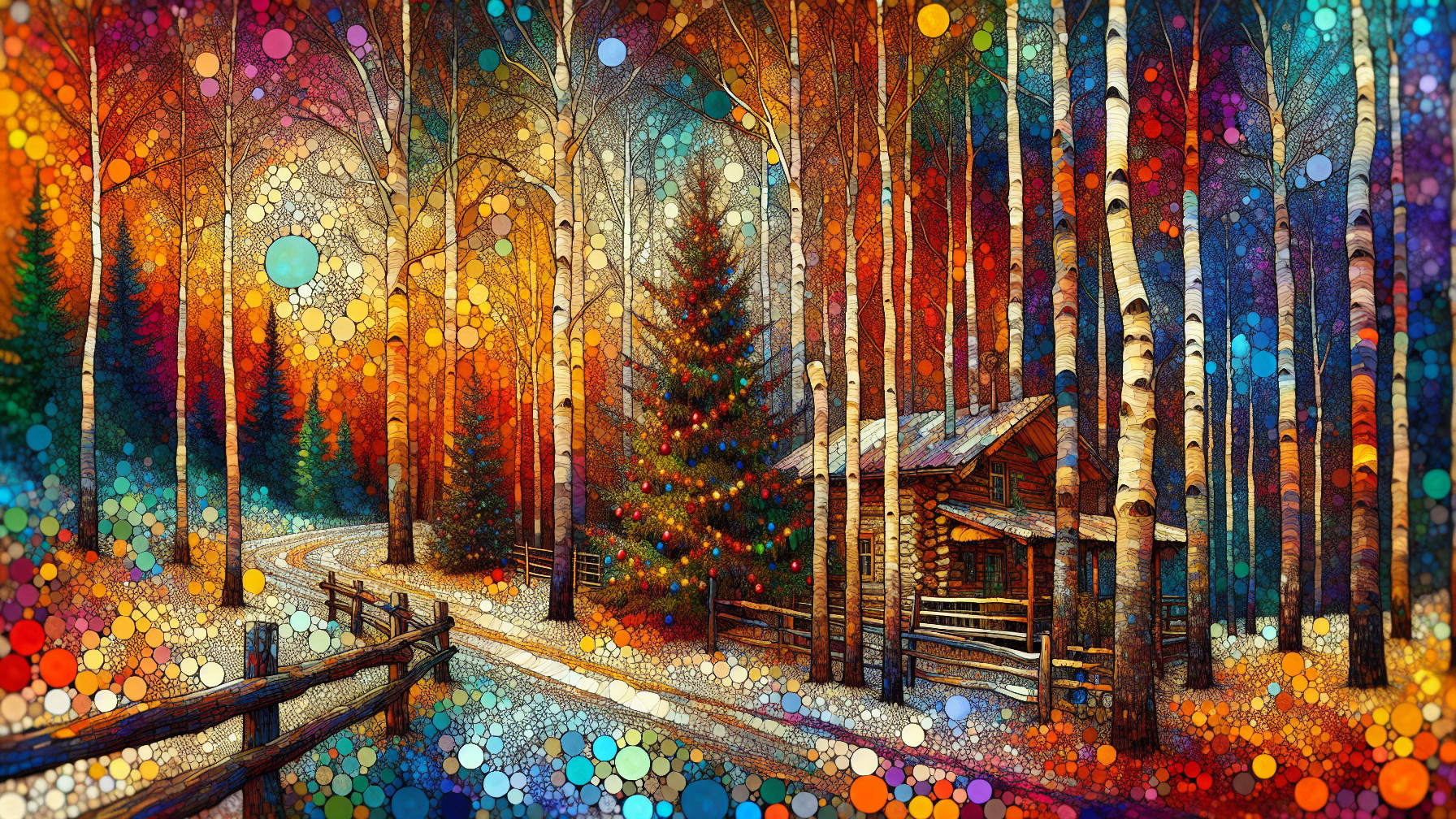 Vibrant Forest Scene with Colorful Autumn Foliage